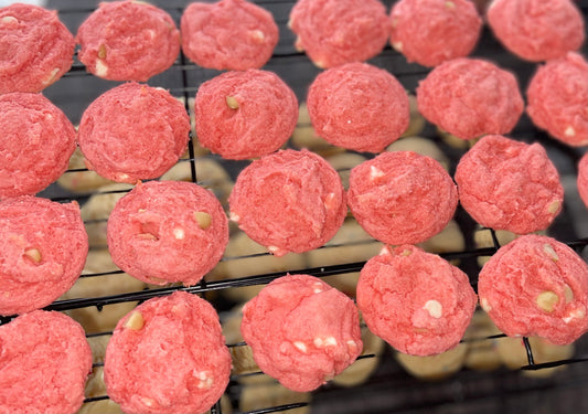 Strawberry Cookies with White Chocolate Chip/Macadamia Nuts